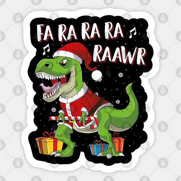 Fa Ra Ra Ra Ra Rawr Santa Dinosaur T Rex Funny Christmas Sticker by trendingoriginals